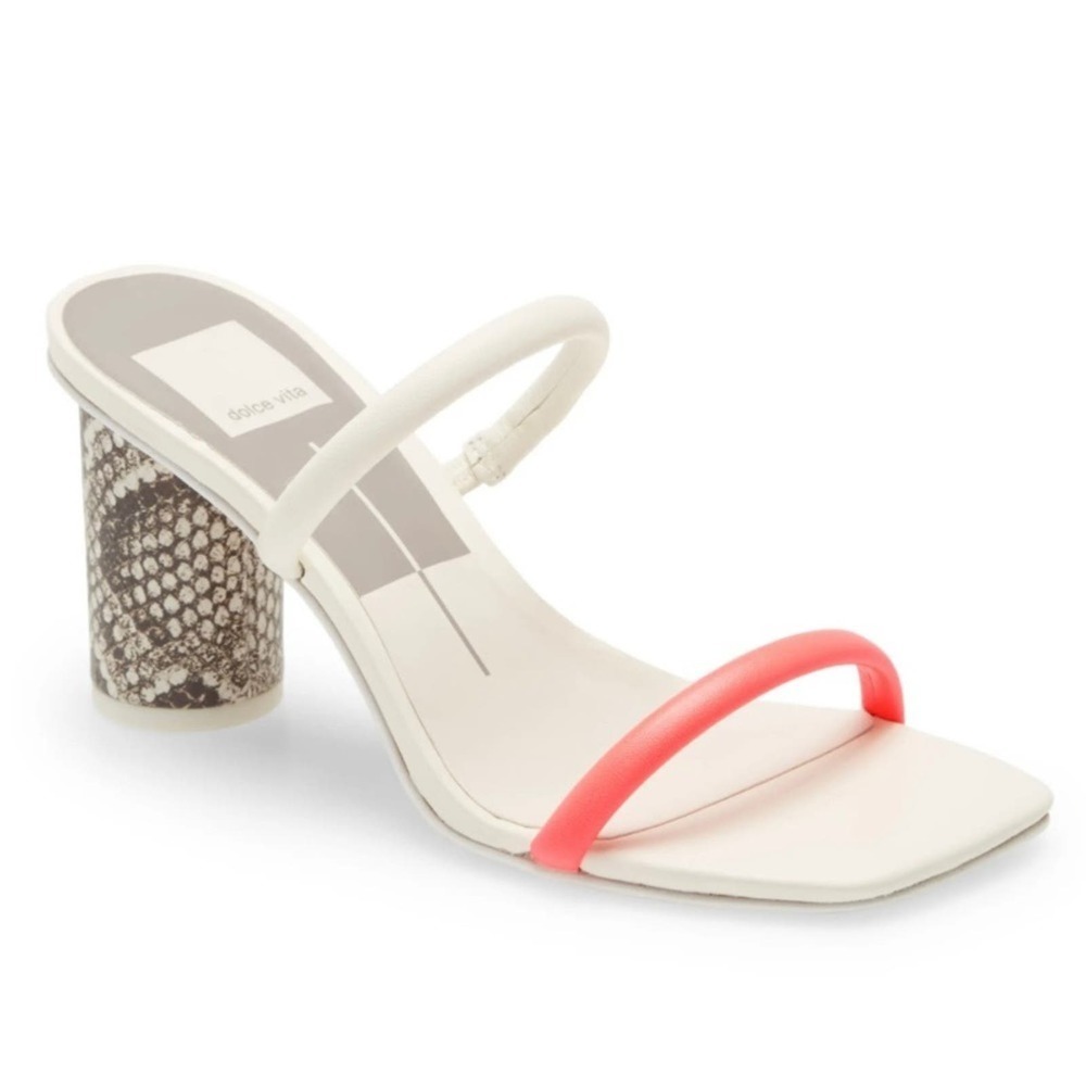 Dolce Vita Noles Coral Snake Leather Square Toe Block Heel Sandals 9